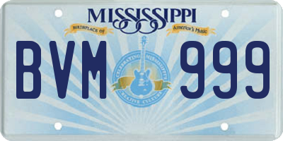 MS license plate BVM999