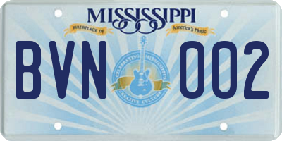MS license plate BVN002