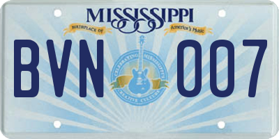 MS license plate BVN007