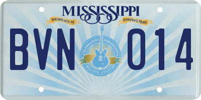 MS license plate BVN014