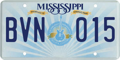 MS license plate BVN015