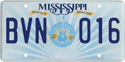 MS license plate BVN016