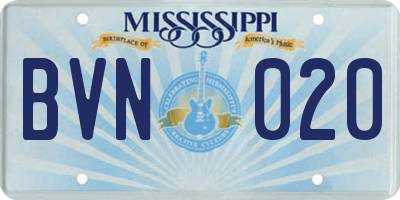 MS license plate BVN020
