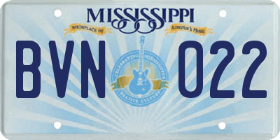 MS license plate BVN022