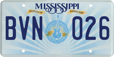 MS license plate BVN026
