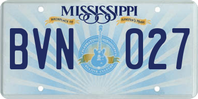 MS license plate BVN027