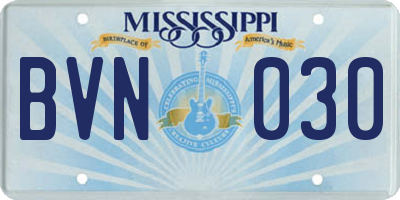 MS license plate BVN030