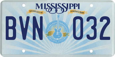 MS license plate BVN032