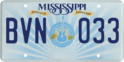 MS license plate BVN033
