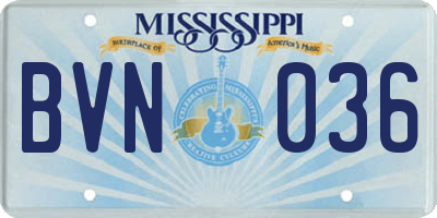MS license plate BVN036