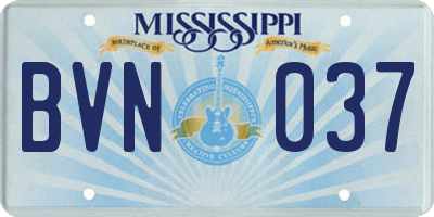 MS license plate BVN037
