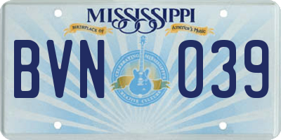 MS license plate BVN039