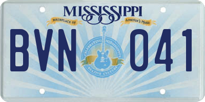 MS license plate BVN041