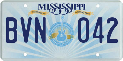 MS license plate BVN042