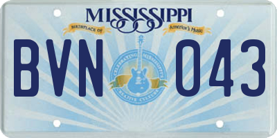 MS license plate BVN043