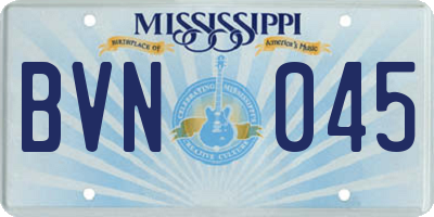 MS license plate BVN045