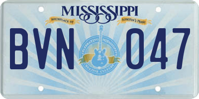 MS license plate BVN047