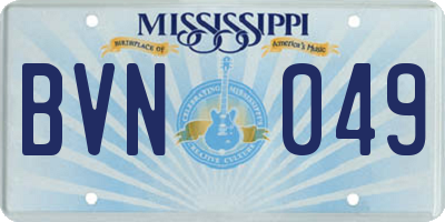 MS license plate BVN049