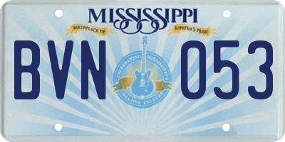 MS license plate BVN053