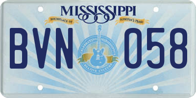 MS license plate BVN058