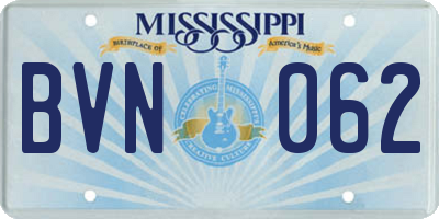 MS license plate BVN062