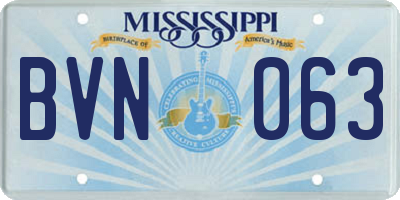 MS license plate BVN063