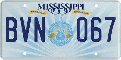 MS license plate BVN067