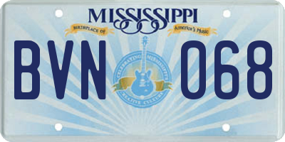 MS license plate BVN068