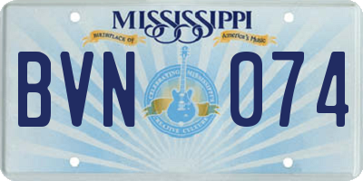 MS license plate BVN074