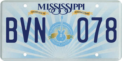 MS license plate BVN078