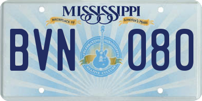 MS license plate BVN080