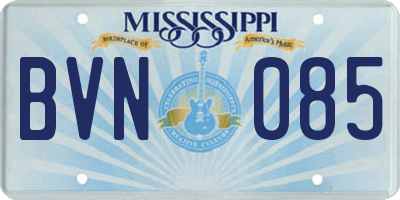 MS license plate BVN085