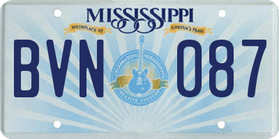 MS license plate BVN087