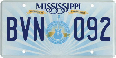MS license plate BVN092
