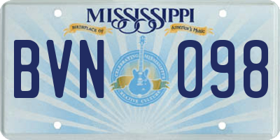 MS license plate BVN098