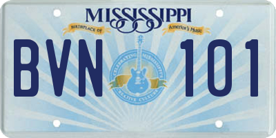MS license plate BVN101