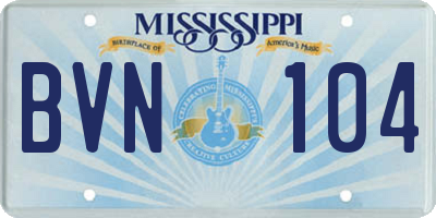 MS license plate BVN104