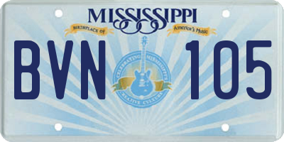 MS license plate BVN105