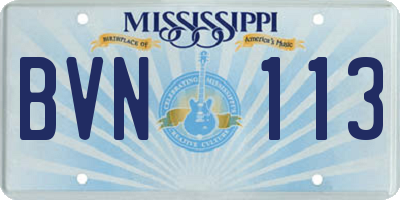 MS license plate BVN113