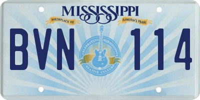 MS license plate BVN114