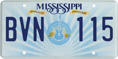 MS license plate BVN115