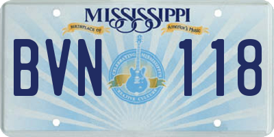 MS license plate BVN118