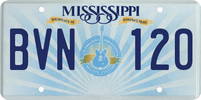 MS license plate BVN120
