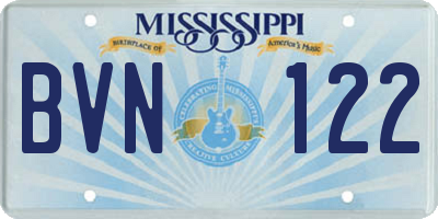 MS license plate BVN122