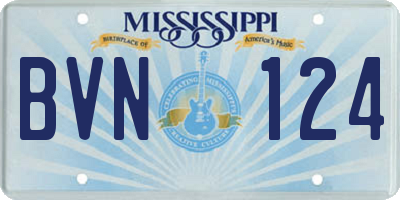 MS license plate BVN124