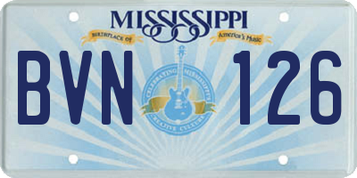 MS license plate BVN126