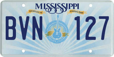 MS license plate BVN127