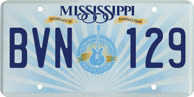 MS license plate BVN129