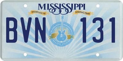 MS license plate BVN131