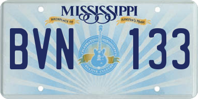 MS license plate BVN133